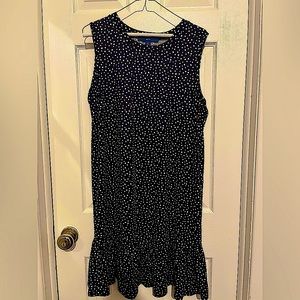 Apt 9 navy & white polka dot dress size L EUC